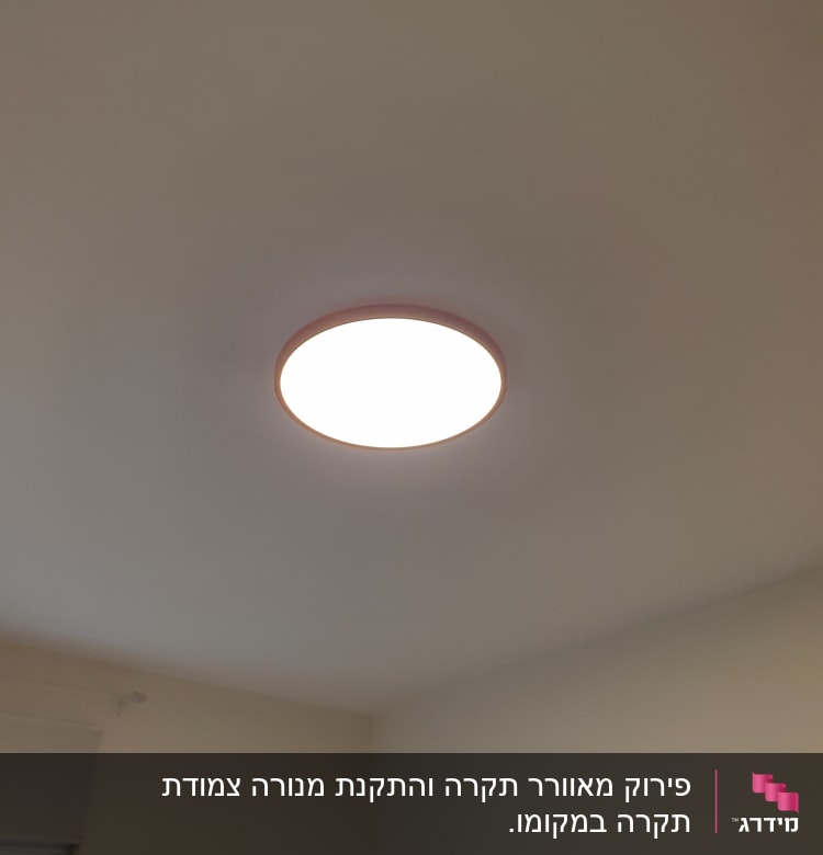 תאורה עגולה מותקנת בתקרה מוארת